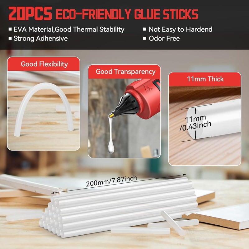 MtiolHig100W Hot Glue Gun Compatible with Milwaukee 18v Battery, Wireless Battery Powered for 18v Battery, Heavy Duty Full Size Glue Gun with 20pcs 0.43'' Glue Sticks for Crafts DIY & Repairs - Image 4